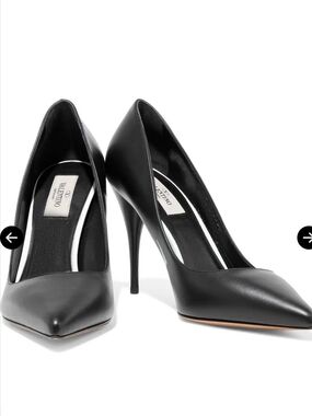 Valentino Women’s Black Leather Pointed-Toe Stiletto Pumps